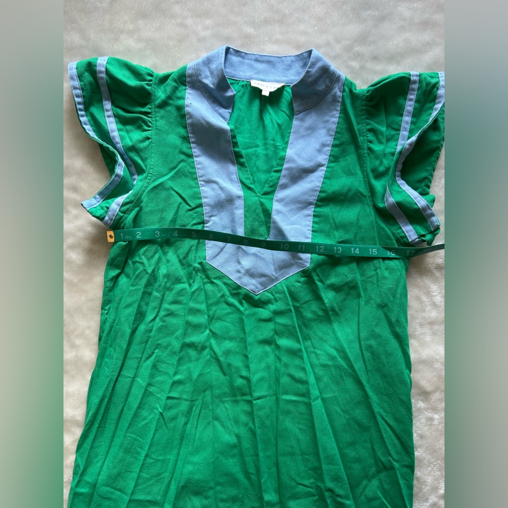 entro Green Dress with Light Blue Trim - Picture 4 of 5